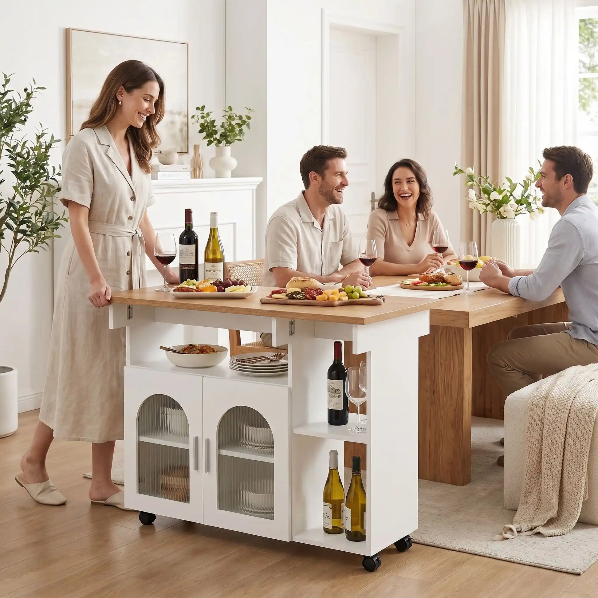 desserte cuisine blanche repas entre amis
